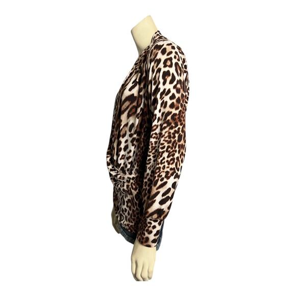 NWT The Limited Blouse Women's S Brown Leopard Print Lux Jersey Draped Work Top - Picture 5 of 10